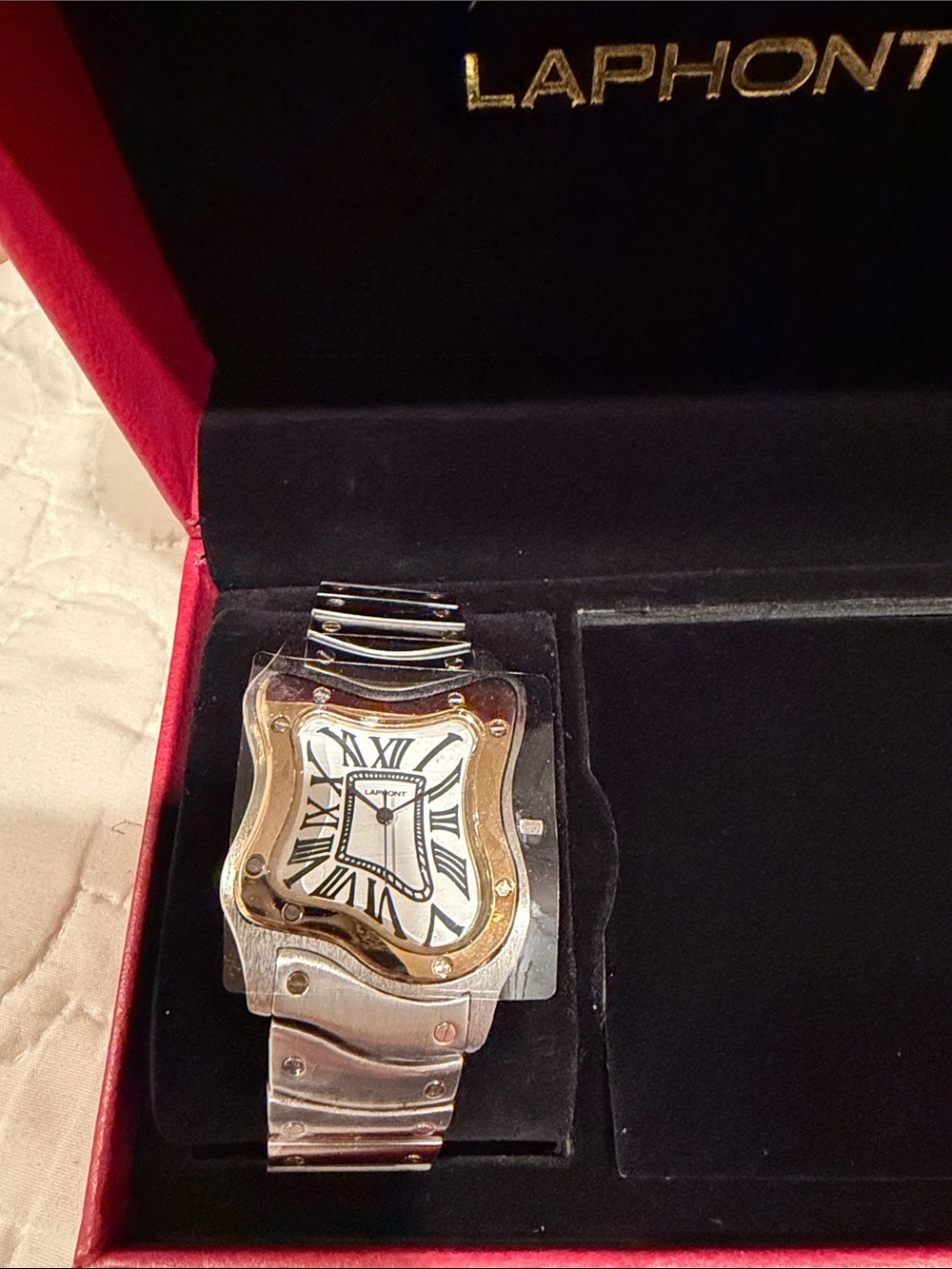 LAPPOINT Two-Tone Curved Square Watch - Silver & Gold Accents. New never worn.